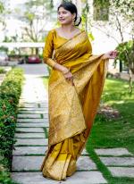 Silk Mustard Traditional Wear Weaving Saree